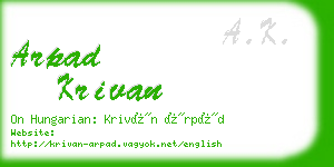 arpad krivan business card
